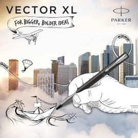 Parker Vector XL Rollerball Pen | Metallic Black Lacquer on Brass | Fine Point with Black Ink Refill | Gift Box