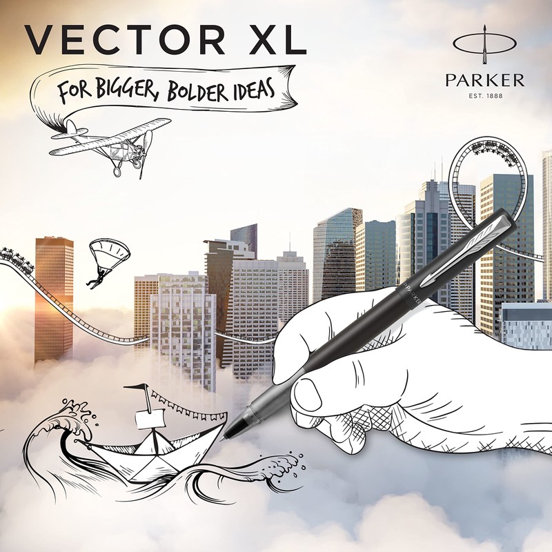 Parker Vector XL Rollerball Pen | Metallic Black Lacquer on