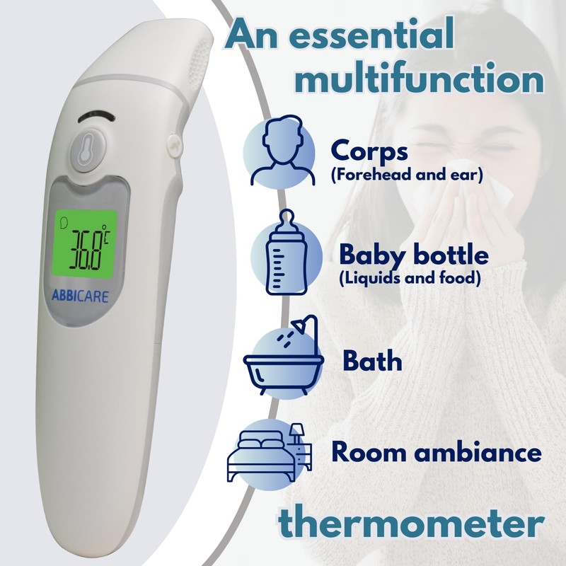 Digital infrared forehead and ear thermometer ABBICARE™ : Ultra-Accurate Measurement