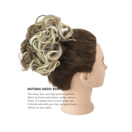 Yamel Messy Bun Scrunchie Chignon Hairpiece Updo Curly Bun Extension Combs in Messy Bun Hair Piece for Women Light Auburn to Bleach White Blonde