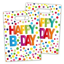 Folat 65114 Happy Bday Gift Bags with Dots-8 Pieces, Polka, Multi-Colored