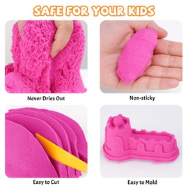NiToy FlexiSand Value Pack Colored Moldable Self-Sticking Sand, Never Dries Out Fun for 3 Years and Up Kids, Bulk Refill for Sensory Sand Box Toys, Ideal for Shaping and Molding (2.2lbs, Hot Pink)
