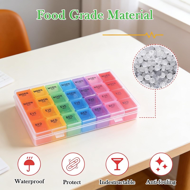 7 Day 4 Times A Day Pill Organiser, 28 Compartments