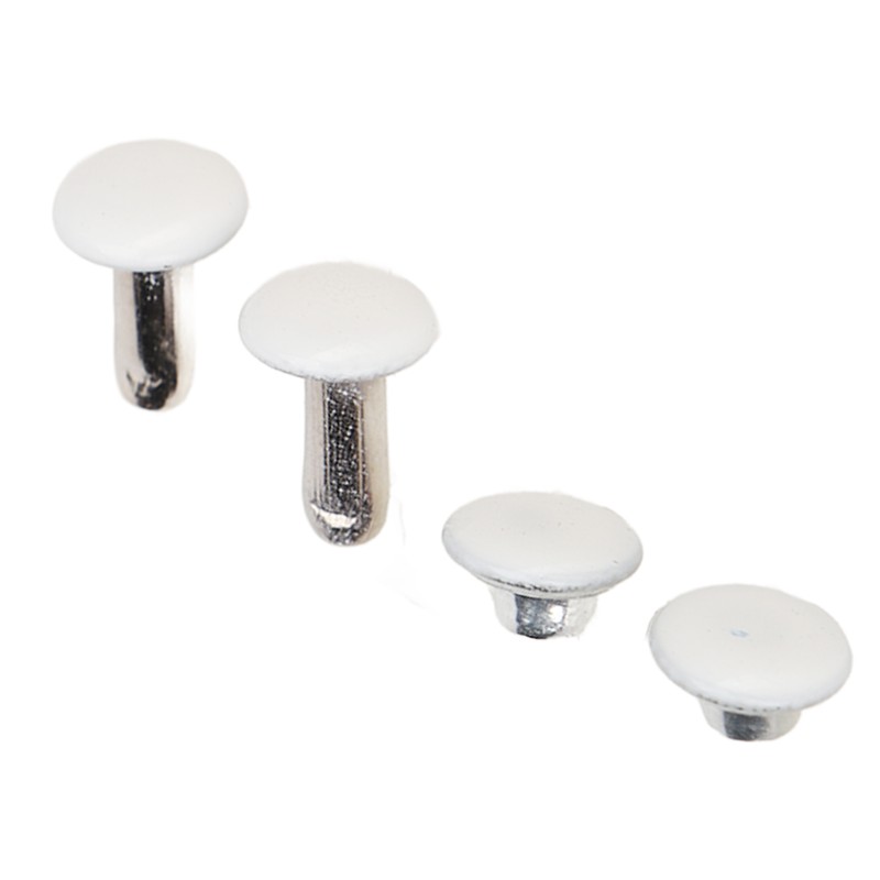 500 Sets Leather Rivets 6x8mm Iron White Round DIY Plating