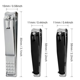 3pcs Nail Clippers, Heavy Duty Stainless Steel Nail Cutter for Toenail and Fingernail Clipper for Men and Women