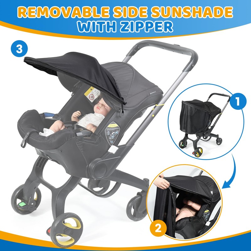Orzbow Stroller Sun Shade Cover, Removable Stroller Shade Extender with