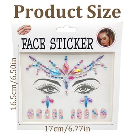 EYVRPAU Pack of 2 Temporary Tattoos Gemstones Glitter Gemstones Rhinestones Jewels Crystals Rhinestones for Music Carnival Party Makeup