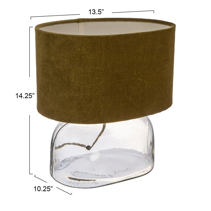 Creative Co-Op Modern Table Lamp with Glass Base and Velvet