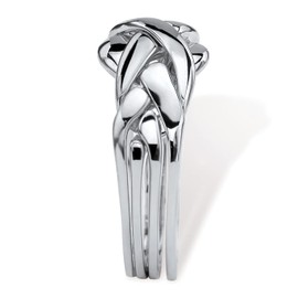 PalmBeach 14K Yellow or Rose Gold-Plated or Platinum-Plated Braided Interlocking Puzzle Ring Size 10