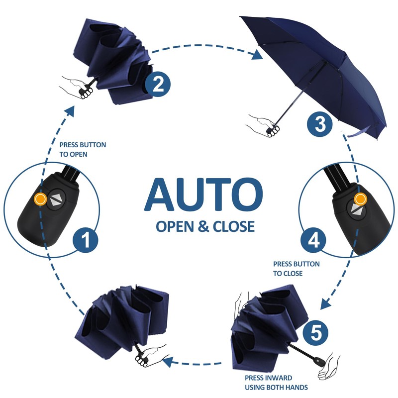 Compact Umbrella Windproof Strong - Automatic Windproof Inverted Umbrellas, Durable
