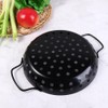 Round Grill Wok with Handle,Carbon Steel Grill Pan With Holes,Non-Stick