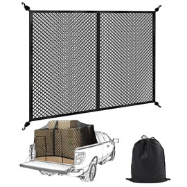BUMBEE Truck Bed Cargo Net, Highly Elastic Double-Layered Stretchable up to 7ft x 7ft Small Mesh Durable Storage Organizer for Pickup Car Trunk SUV Boat