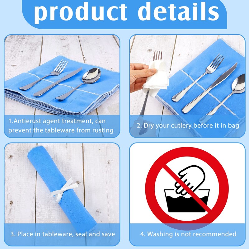 Saintrygo 6 Pieces Anti Tarnish Silver Storage Bags silverware Blue