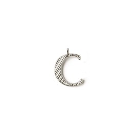 KK10-3S Japanese Cord Button Alphabet Charm [C] Silver 1 Piece Approx. φ0.7 inches (18 mm)