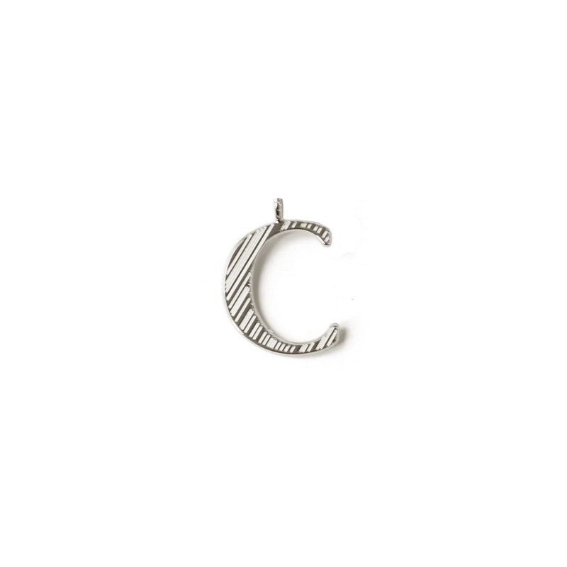 KK10-3S Japanese Cord Button Alphabet Charm [C] Silver 1 Piece