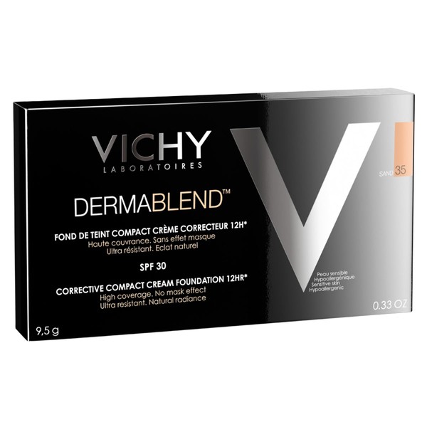 Vichy Dermablend Compacto #35 Sand, Base de maquillaje en crema compacta, 9.5gr