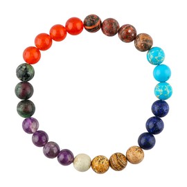 CRYSTALIS 7 Chakra Gemstone Healing Bracelets, Elastic Stretch Bracelet, Natural Beads, Chakra Healing Jewelry for Men & Women, Adjustable Bracelet, Gift Giving Bracelet, 7.25 to 7.50 inch