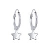 Tiny Dangling Star Hoop Earrings .925 Sterling Silver