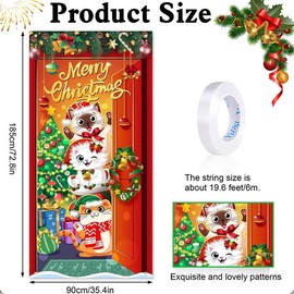 DPKOW Cat Christmas Door Banner for Christmas Decorations, Cat Christmas Banner Christmas Door Cover for Front Door, Fabric Christmas Porch Banner for Christmas Door Decoration Supplies, 185 * 90cm