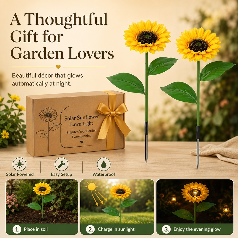 Solar Sunflower Garden Lights for Outdoor Decor – LED Lawn