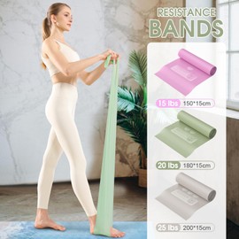 Chamgeco Professional Resistance Bands 3-Pack, Long TPE Elastic Exercise Bands for Strength Training, Yoga, Pilates, Recovery, Fitness, Home, Gym, Heavy Duty Workout Band with Carry Bag