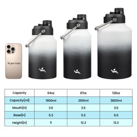 Konokyo 87 oz Insulated Stainless Steel Water Bottle Jug with Handle