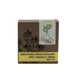 Arbol Verde Jabón en Barra Corporal Revitalizante con Menta, Manzanilla y Naranja. 100 grs.