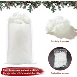 CFOFT Fake Snow, Christmas Village Snow, Faux Snow, Cotton Snow Fluff for Christmas, Snow Fluff for Winter Mantle Village, Nativity, Christmas Decoration (5.6 OZ)