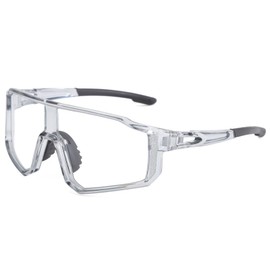 Long Keeper Cycling Glasses Photochromic Sports Sunglasses Women Men Windproof Running Sun Glasses Driving Fishing Mountain Bike Sunglasses UV400 Shades (Clear Grey)