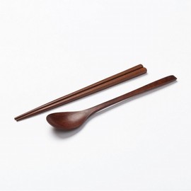 JAJU Frequently used lacquered children&#39;s spoons, Cherry Brown Cherry Brown_FRFR / 자주 JAJU 자주 쓰는 옻칠 아동 수저, 체리브라운체리브라운_FRFR