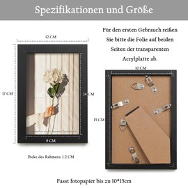 Kromapolis Pack of 4 Small Picture Frames, Environmentally Friendly MDF Frame, 10 x 15 cm, Screw Lock Back Panel, High-Quality Acrylic Glass, Black Exterior