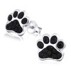 Laimons Children's Stud Earrings with Paw Design, Shiny White, Glitter,