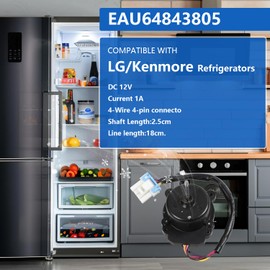 EAU64843805 Condenser Fan Motor Assembly Compatible with LG Refrigerator Evaporator Fan Motor, Replace AP6992868 PS16223525 EAP16223525 Z40I12MS1A0-57K06C DC 12V 1A LRFDS3016D/00 LRFDS3006D/00