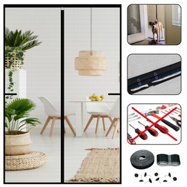 CHIYUNS Screen Door Mesh Magnetic Closure 34 x 82 inch, Self Closing Fiberglass Mosquito Net with Magnet for Doors, Heavy Duty Bug Fly Screens Curtain for Doorway, Keep Bugs Out, Pet Friendly