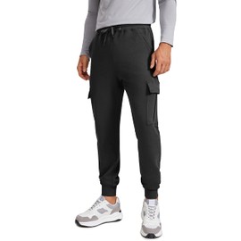 CRZ YOGA Men's Cargo Joggers Pants - 29" Cotton Lightweight Casual Lounge Athletic Workout Sweatpants with Pockets Black Medium