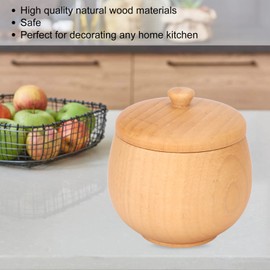 Spice Jars, Sour Jujube Wood Condiment Jar, Japanese Safe Dustproof Classic Flip Top Spice Jar, Salt Cellar with Lid, Sugar Bowl Pepper Seasoning Container Holder Keeper for Kitchen