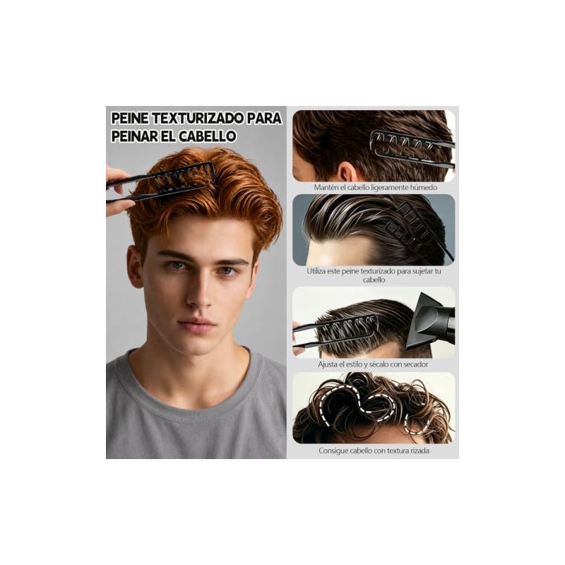 Peine Texturizador Para Hombre 6 Piezas, 2 en 1 Peine