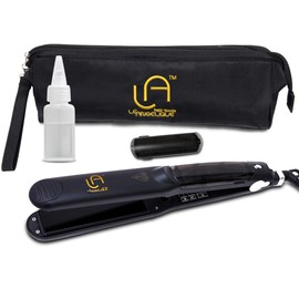 Le Angelique Professional Steam Hair Straightener - 2-in-1 Flat Iron Steamer - Silk Press for African American Hair Styling | Home & Salon Use | Ceramic Tourmaline Plates - Steam and Temp Control