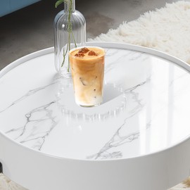 Scalloped Acrylic Coasters for Drinks, Clear Coasters Set of 4, Waterproof Coaster with Silicone Anti-Slip Dots, Aesthetic Desk Accessories Acrylic, Cute Coaster Minimalist Decor for Home, Office