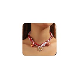 Navirix Unique Scarf Necklace for Women,Heart Flower Bow Charming Bandana Necklace,Delicate Adjustable Choker Charms Jewelry (Heart)