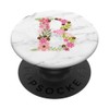 WHITE MARBLE PHONE GRIP PINK LETTER B INITIAL - B