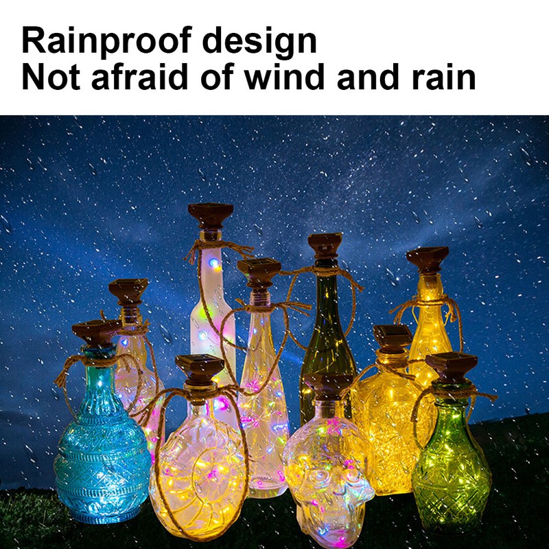6PCS 20LED Solar String Lights Waterproof Wine Bottle Cork Lamp