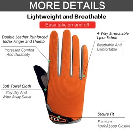 Kids Cycling Gloves Full Finger Gel Padded Anti Slip Value Pair, Bike Gloves Girls Boys Junior Good Grip Breathable for MTB BMX Dirtbike Ridding Sport Outdoor(L,Coral)