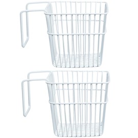 MAGICLULU 2 Pcs Storage Rack Punch- Hanging Basket Wire Hanging Baskets Decorative Storage Baskets Office Desk Grid Basket Over Door White With Hook Stainless Steel Wire Basket