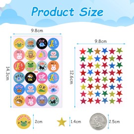 Vicloon Reward Stickers for Children, 1200 Stickers Motivational Stickers, 20pcs Star Stickers and 10pcs Animals Rewards Stickers for Toddlers Classroom Stickers Teacher Supplies