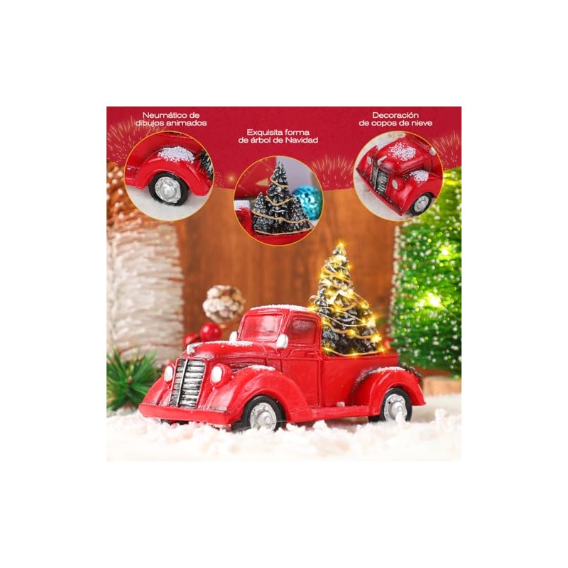 ASVEL 17 cm Camión Casa de Campo Rojo, Decoracion Navidad