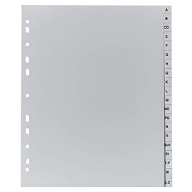 Exacompta 1920B Recycled Plastic Index Extra Wide 20 Sheets with Printed Tabs A-Z for DIN A4 Full Height Plastic Index for Ideal Storage of Document Sleeves Blue Angel Grey