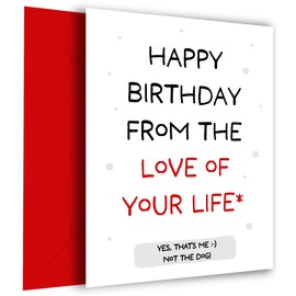 Hey Chimp Funny Birthday Card for Love of Your Life - Not The Dog - Suitable for Husband, Boyfriend, Wife or Girlfriend that's a Dog Mum or Dad