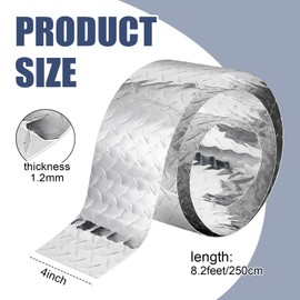 4 x 98 Inch Aluminum Diamond Plate Sheet Metal Heavy Duty Tread Aluminum Sheet Diamond Tread Plate for Wall Covering, Cargo Trailer, Rv and Garage Walls(Silver)