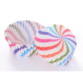 The Baked Studio - 100-Piece Colourful Cupcake Cases – Vibrant Paper Liners for Baking, Non-Stick, Food-Grade & Oven Safe (Rainbow Swirl)